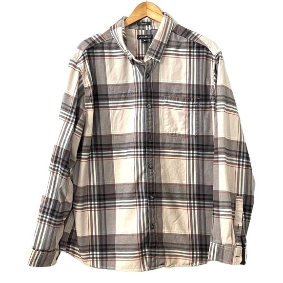 Eddie Bauer Other - Eddie Bauer Men's Button Down Shirt Beige Plaid Flannel Long Sleeve Size 2XL